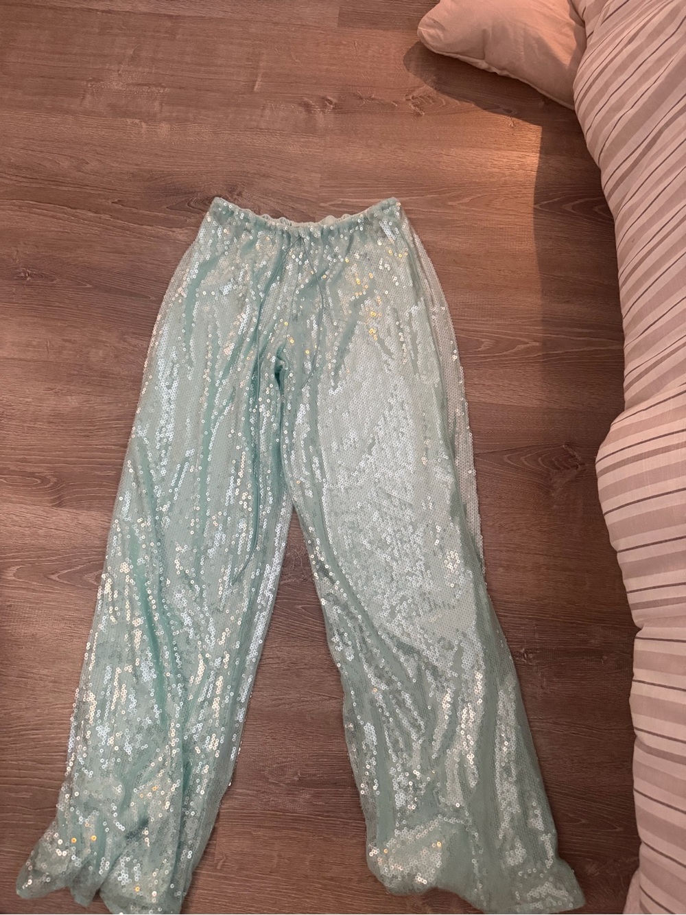 Sequin Wide-Leg Pants in light blue